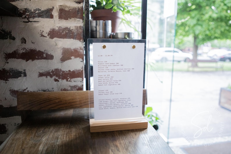 Menu Holder Acrylic Sign Holder Wooden Clipboard Menu Stand Etsy Canada