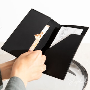 Apresentador de cheques de couro, porta-cheques para garçons, livreto personalizado para garçonetes, livro de cheques personalizado para hóspedes, livro de cheques para garçons de restaurantes, porta-contas