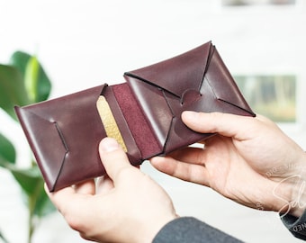 Origami Wallet, Folded Wallet, Slim Wallet, Cute Wallet, Mini Wallet, Front Pocket Wallet, Compact Wallet,Custom Wallet,Cards Leather Wallet