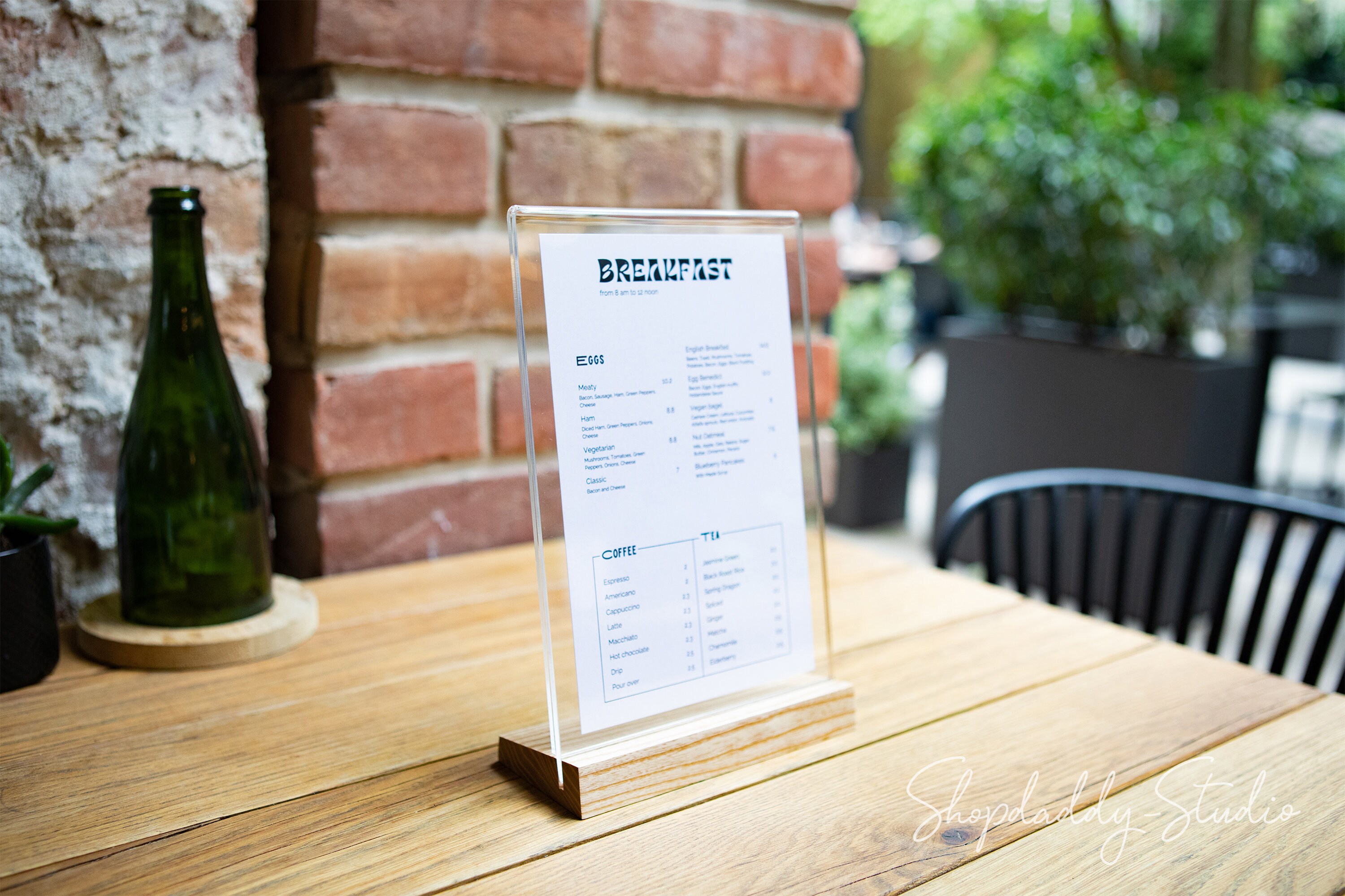 Espositori Acrilico A4 Con Base Legno - 3 Pezzi Per Poster, Menù E Volantini, Design Orizzontale - Foto 2