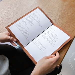 Leather Menu Cover For Restaurant, Cafe Or Bar, Custom Menu Folder For Pub, Personalized Menu Book, Food & Beverage Menu Design