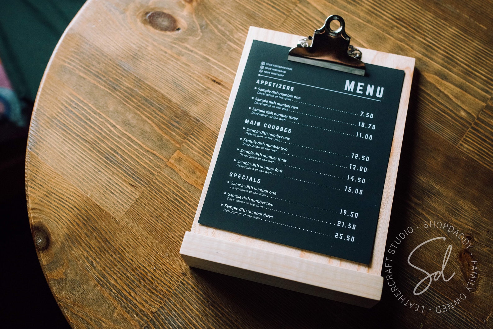 Wooden Clipboard Menu Template Table Menu Stand Menu Sign Etsy
