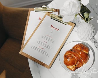 Custom Wood Menu Holder: Restaurant Menu Board with Golden Clip