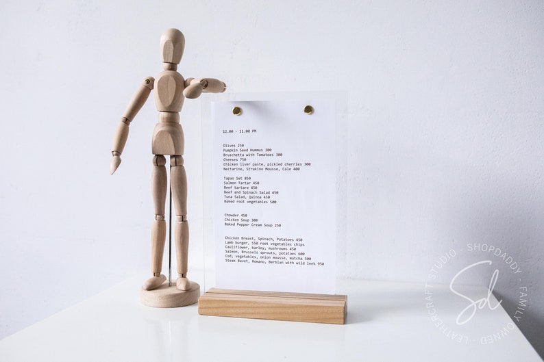 Menu Holder Acrylic Sign Holder Wooden Clipboard Menu Stand Etsy Canada