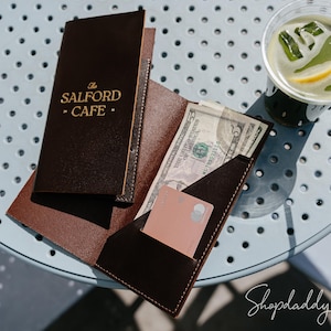 Leather Bill Holder for Restaurant, Custom Receipt Holder for Waitress, Personalized Check Presenter, Servers & Waitstaff Guest Check Book