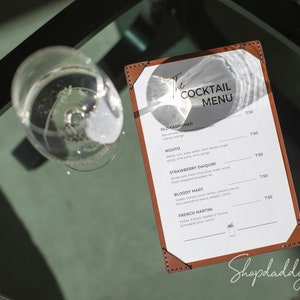 Porte-menu en cuir, Couverture de menu de restaurant, Chemise de menu avec logo personnalisé, Menu personnalisé de bar de café, Couvertures de menu de cocktail, Support pour carte des vins