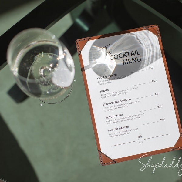 Leather Menu Holder, Restaurant Menu Cover, Custom Logo Menu Folder, Cafe Bar Personalized Menu, Cocktail Menu Covers, Wine List Holder