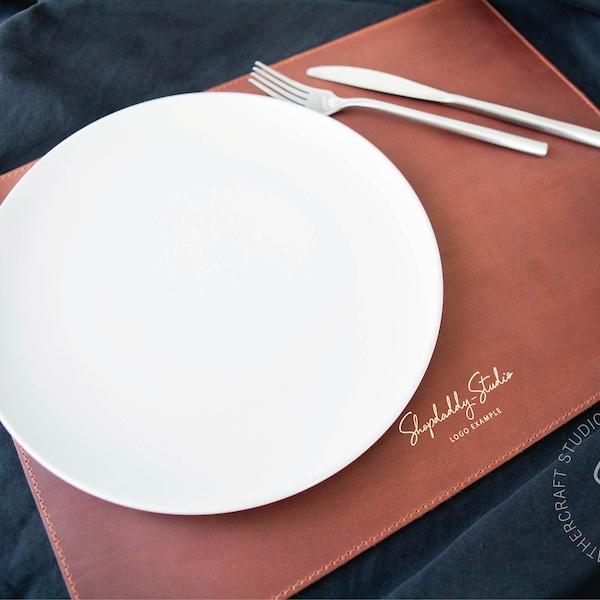 Personalized Leather Placemat | Brown Table Mat | Dining Table Mat | Custom Restaurant Place Mat | Square Place Mats | Table Place Mats