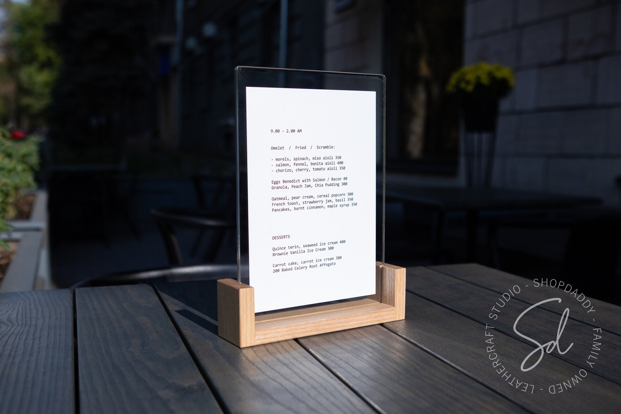 Acrylic Sign Holder Transparent Table Menu Wooden Stand Etsy Canada