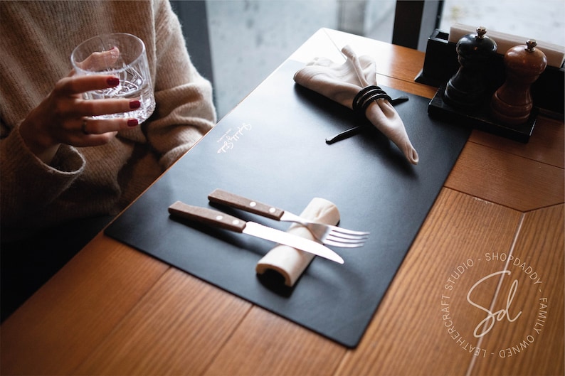 Leather Placemats Cafe Bar Restaurant Table Mats Square Etsy