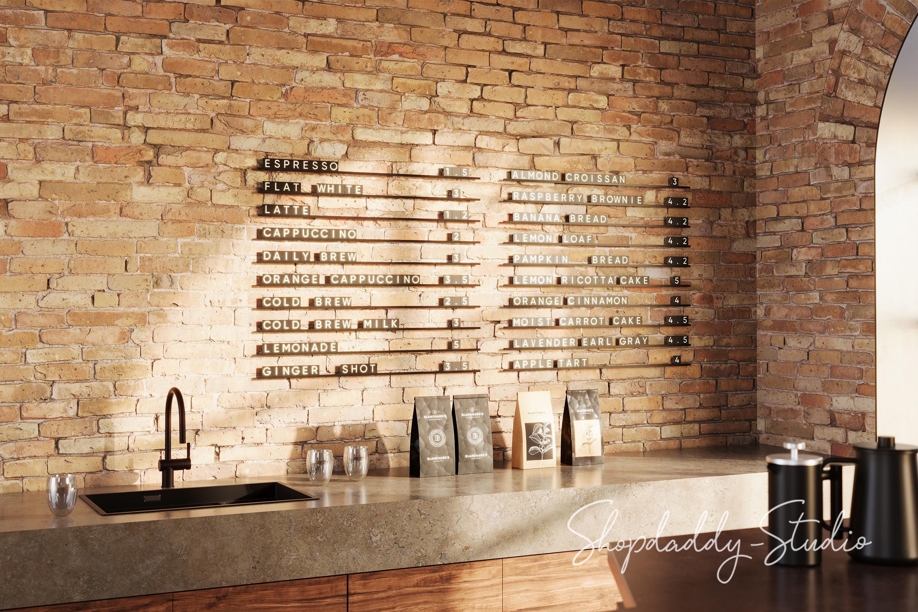 Letter Boards Wandmenü mit Metallschienen, benutzerdefiniertes veränderbares Menü, Kaffee-Menü-Tafel, Wandmenü, Bäckerei-Wandmenü, Barbershop-Schienenmenü