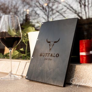 Couvercle de menu en bois avec manchons en plastique - Support de menu en bois rustique pour restaurants, bars et cafés - Présentoir de menu pour aliments et boissons, étui pour menu