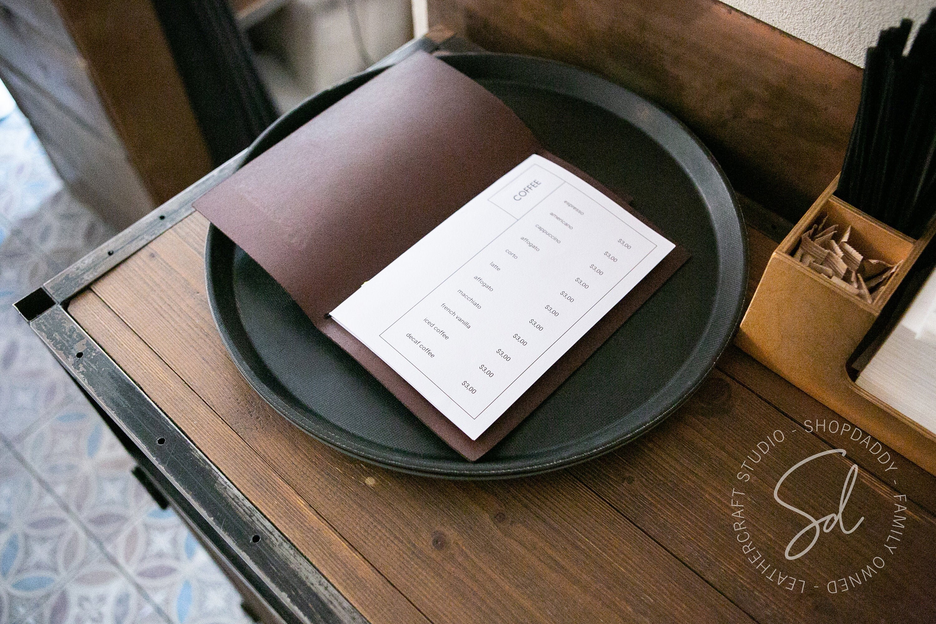 Restaurant Leather Menu Cover, Cafe Bar Menu Covers, Menu Book, Menu Holder, Menu Folder, Menu Folio, Double Fold Paper Menu, 8.5x11,8.5x5.5
