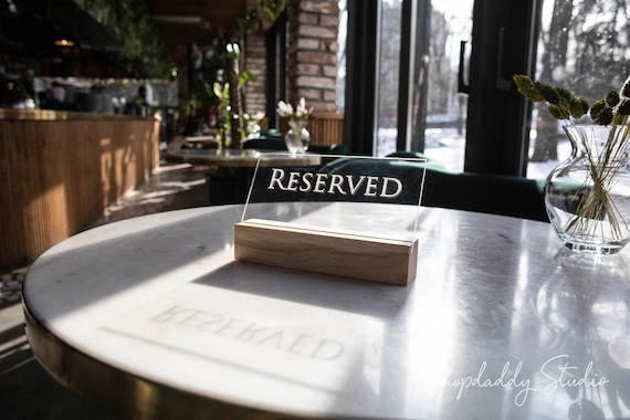 HIGH QUALITY RESTAURANT OR BAR PLASTIC RESERVED TABLE TABLETOP TABLEWARE SIGNS 