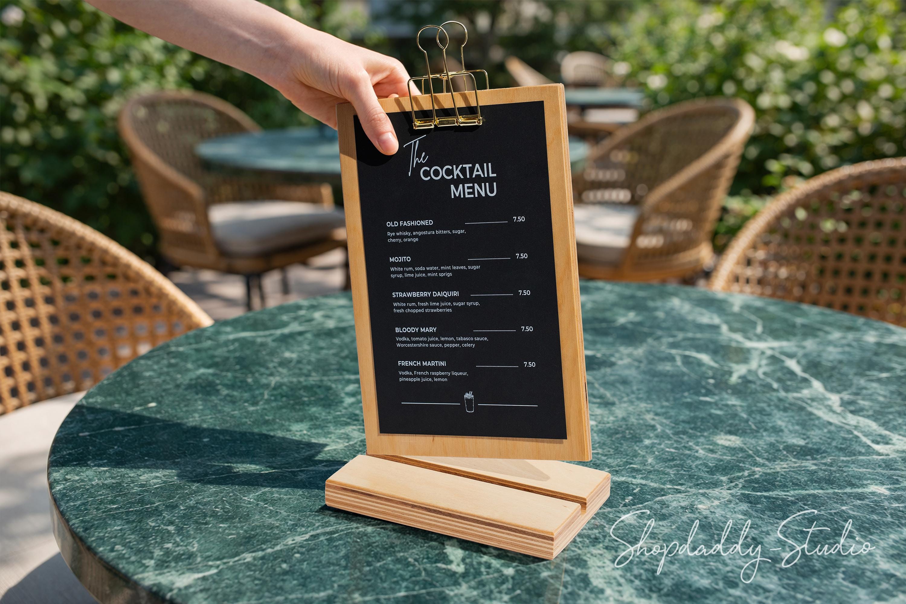 Wooden Tabletop Menu Stand: Menu Holders for Restaurants, Cafes & Bars ...