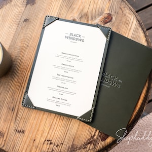 Couverture de menu en cuir avec coins pour restaurant, support de menu personnalisé, carte de boissons, livret de menus de café, menu de mariage personnalisé, carte de cocktails