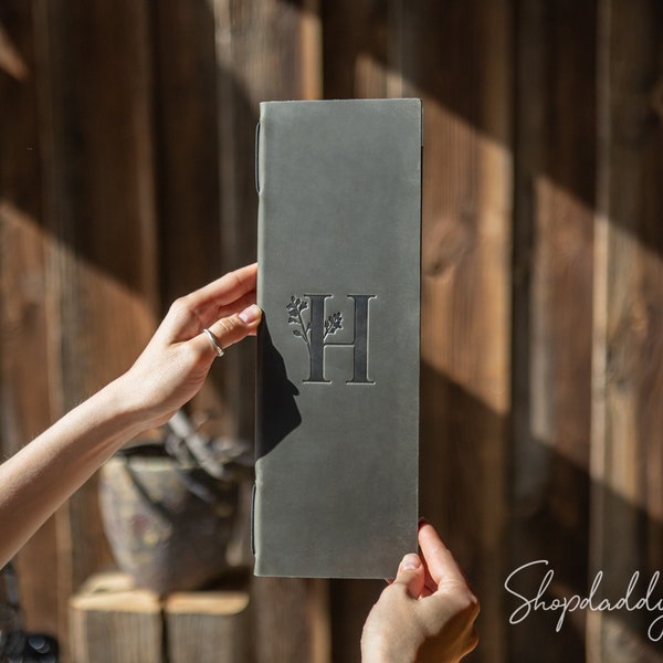 Portamenús de restaurante: Libro de menú personalizado con doble cubierta de cuero