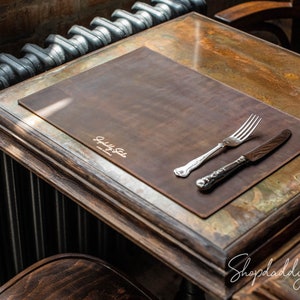 Leather Placemats, Square Place Mats for Dinning Table, Cafe Bar Restaurant Table Mats, Personalized Table Placemat, Custom Dining Table Mat, shopdaddy-studio bar restaurant accessories, wholesale discount, fast shipping, customization with your logo