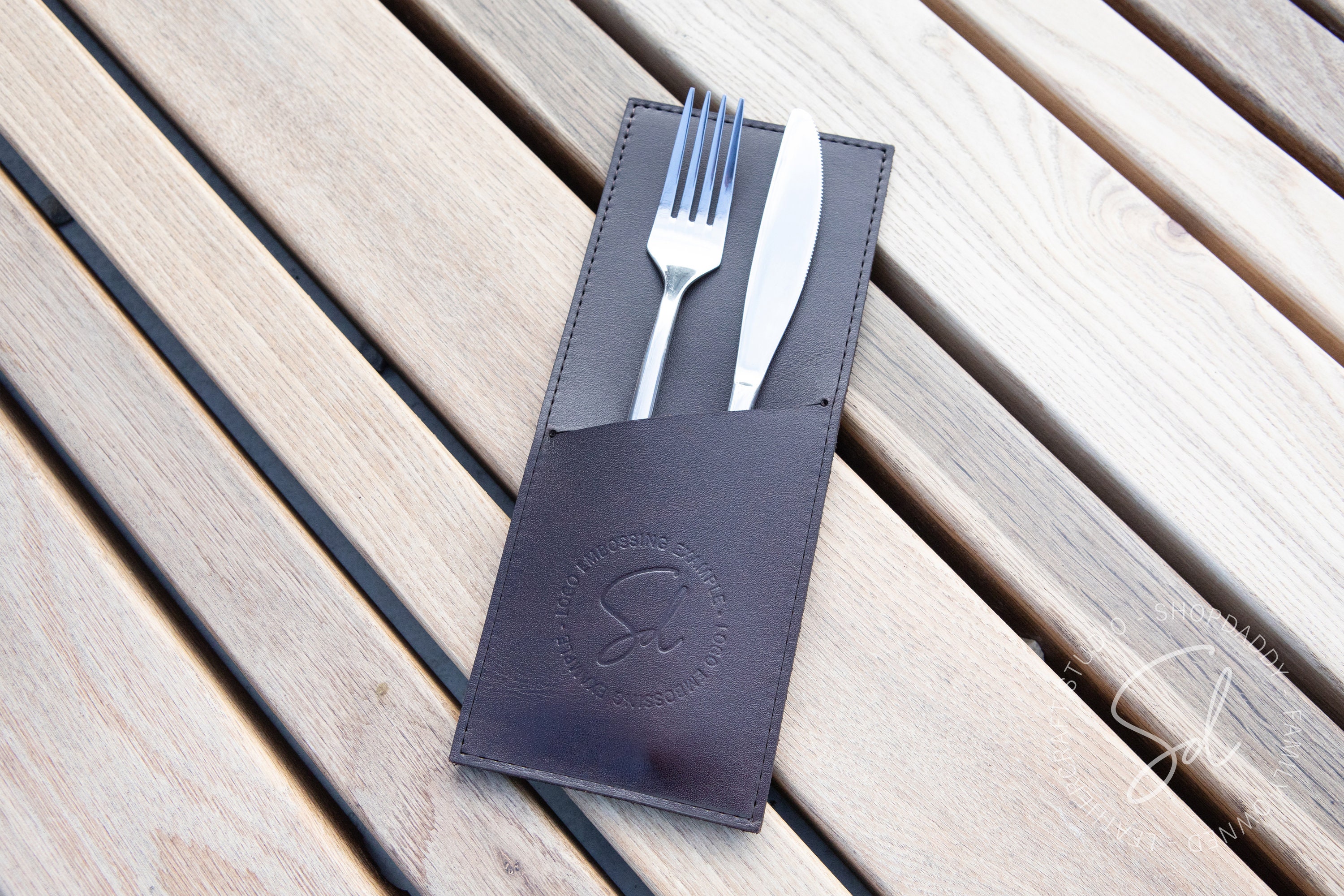 Leather Cutlery Pouch Personalized Cutlery Holder Cafe Bar Etsy