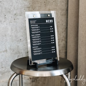 Portamenús de mesa acrílico: Carpa de mesa para bares y restaurantes, tablero de exhibición personalizado para menús de bebidas y comidas, letreros de recepción de 8.5 x 11 pulgadas