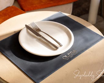 Custom Leather Placemats: Set of 6, Wipeable Restaurant Table Mats