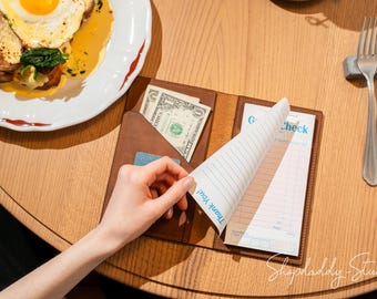 Server Book for Waitres: Custom Leather Waitress Wallet for Guest Checks