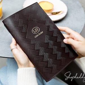 Custom Leather Menu Cover: Restaurant Menu Folder with Pattern