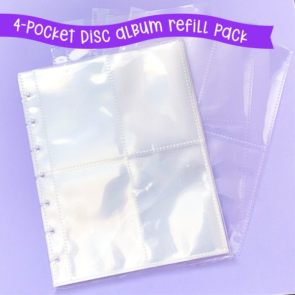 4-Pocket Refill Pack for Disc Album Sticker Storage - 25 sleeves