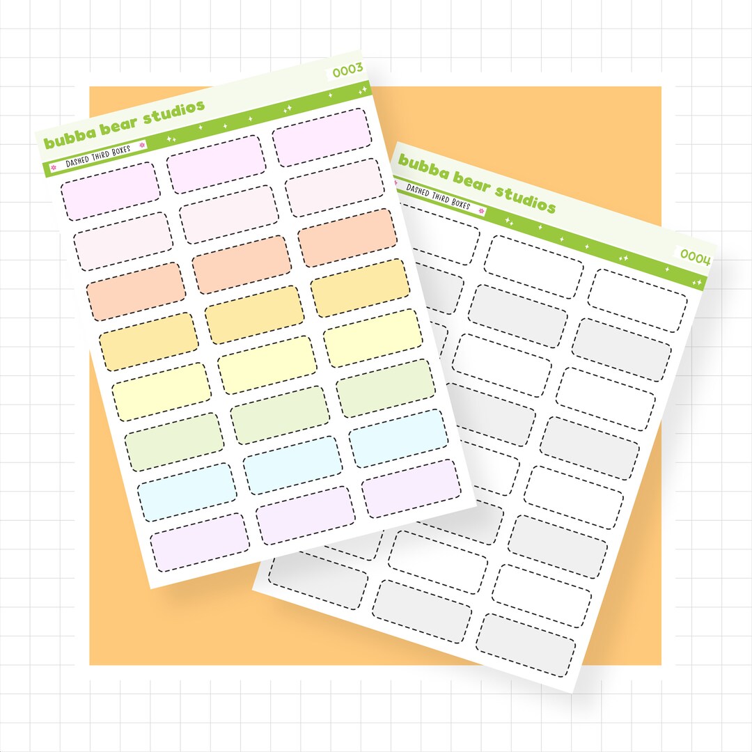 Dashed One Third Boxes - Functional Planner Stickers - Multi Color ...