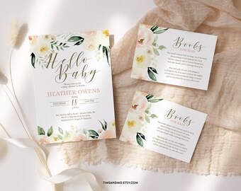 Blush Floral Baby Shower Invitation Bundle: Editable Template (Corjl) | BB004