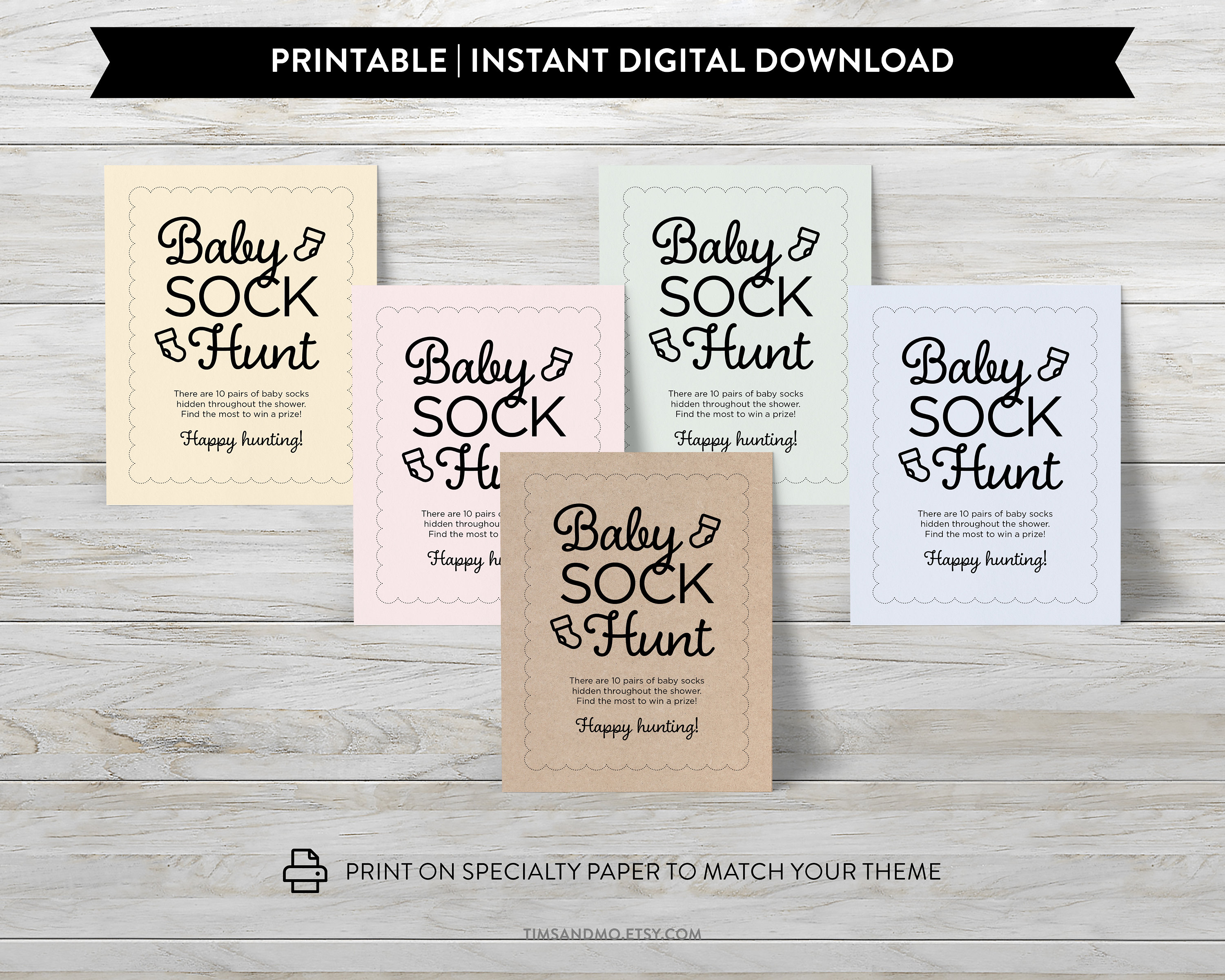 Baby Sock Hunt Game Minimalist Printable Baby Shower Game Etsy