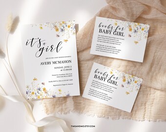 Wildflower Baby Shower Invitation Bundle: Editable Template (Corjl) | BB001