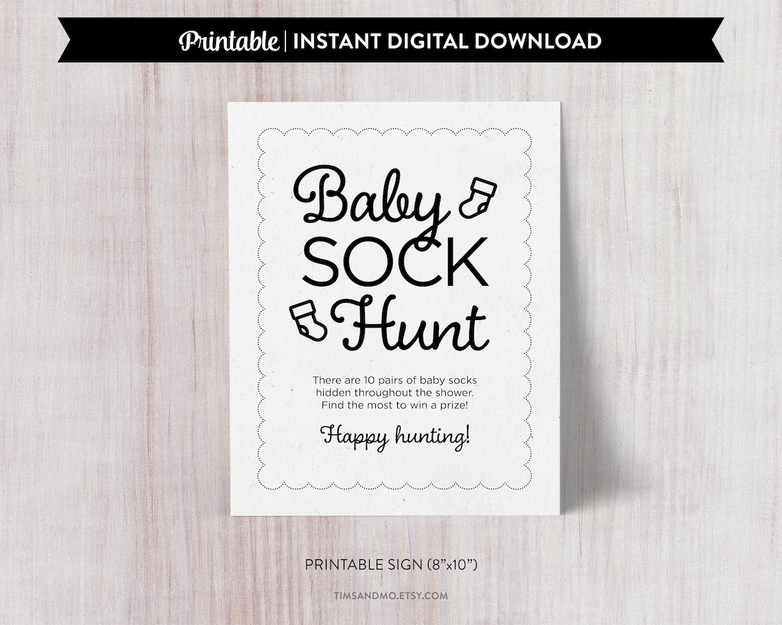 Baby Sock Hunt Game Printable Baby Shower Game Baby Sock Etsy
