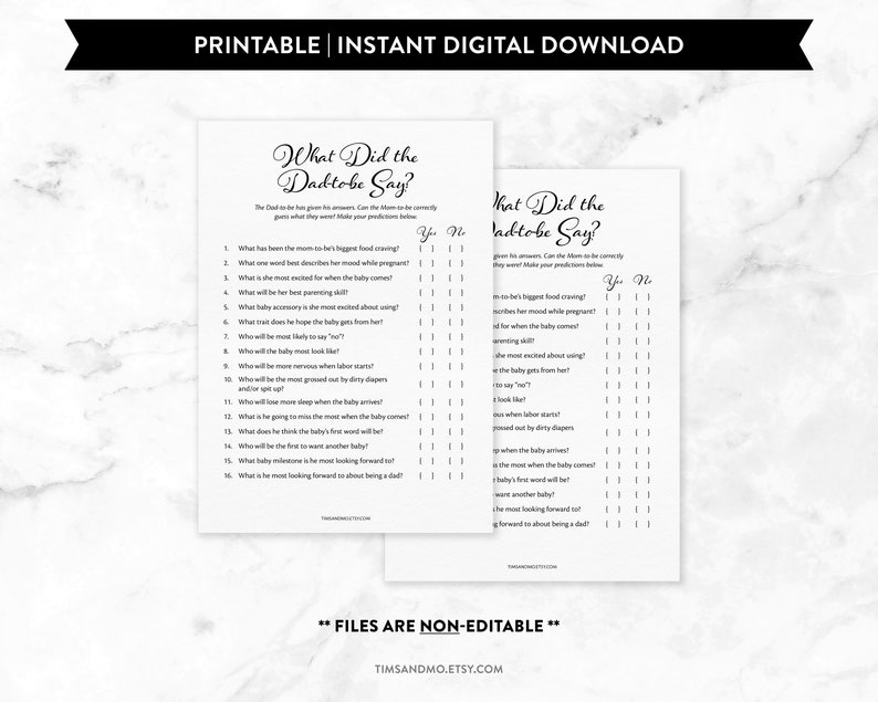 What Did the Dad Say Daddy Baby Shower Game Minimalist Etsy