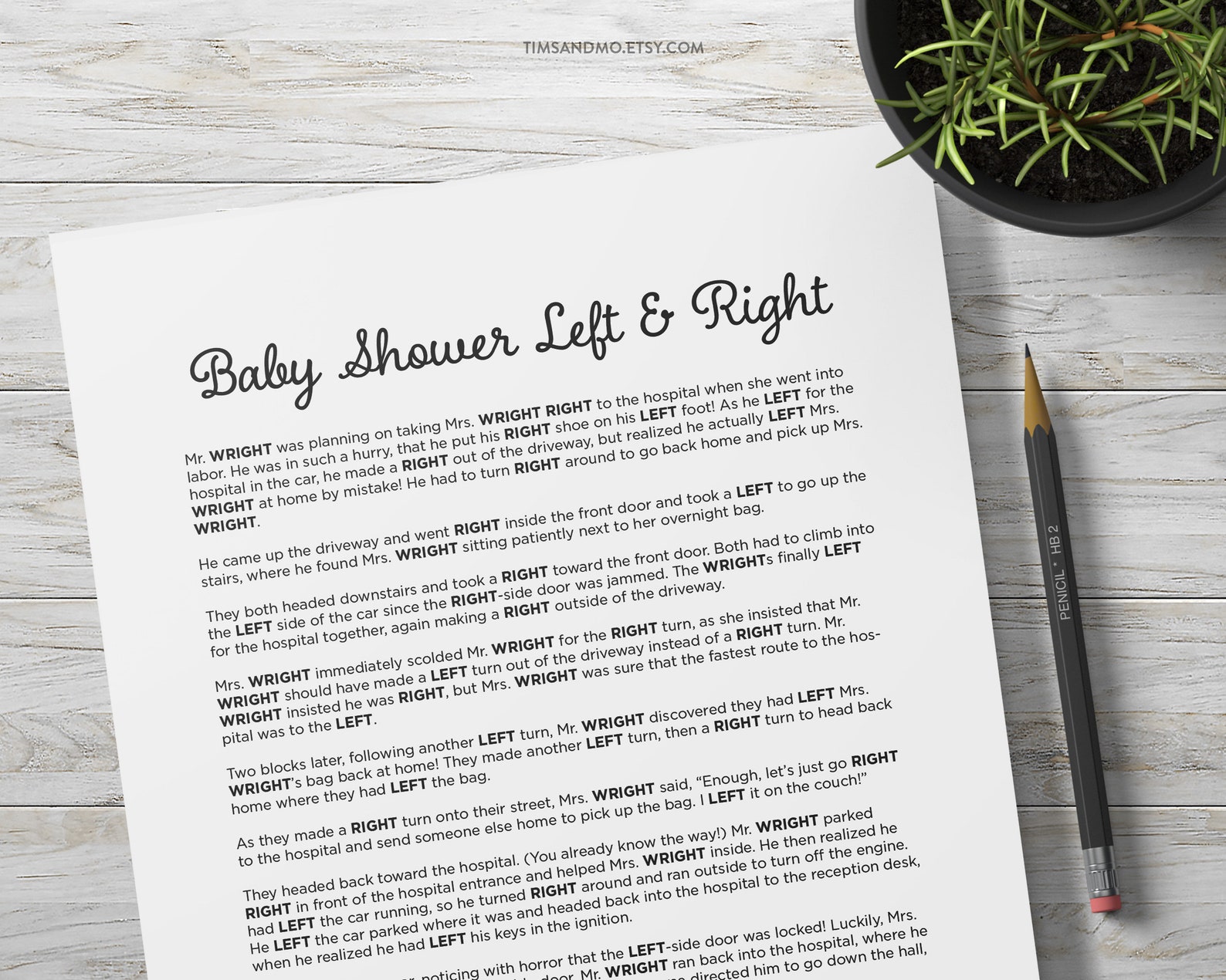 Baby Shower Left & Right Game Baby Left or Right Game Simple Etsy