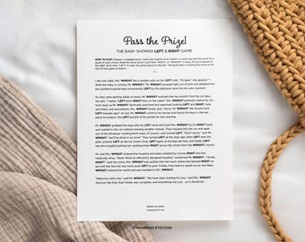 Pass the Prize, Left or Right, Instant Download - Minimalist Baby Shower Game BBY023