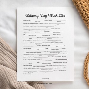 Delivery Day Mad Libs Baby Shower Game, Baby Mad Libs Game, Printable Baby Shower Game Download, Minimalist Baby Shower | BBY023