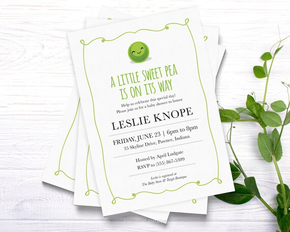 sweet pea baby shower invitations