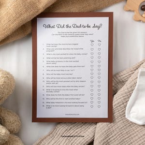 What Did the Daddy Say Game, Couples Baby Shower Game, Printable Baby Shower Game Download, Minimalist Baby Shower Game | BBY023