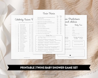 Twins Game Bundle: Twin Trivia, Celebrity Twins Match, and Twins Predictions & Advice, Instant Download - Minimalist Baby Shower Game BBY023