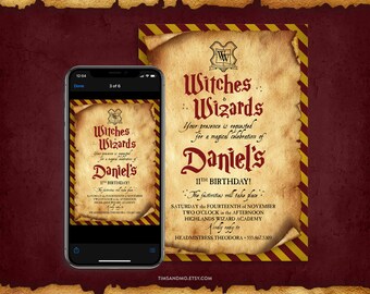 Wizard Birthday Party, Wizard Party Invitation, Witches & Wizards Printable Invite, Magic Birthday Party Invite, Halloween Birthday Invite