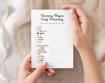 Emoji Nursery Rhyme Pictionary, Instant Download - Minimalist Baby Shower Game BBY023