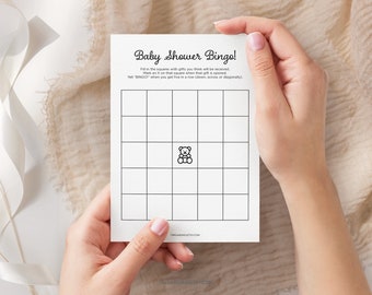 Bingo Baby Shower Game, Instant Download - Minimalist Baby Shower Game BBY023