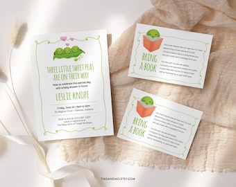 Triplets Baby Shower Invitation: Sweet Peas in a Pod (Editable Template) | BB005