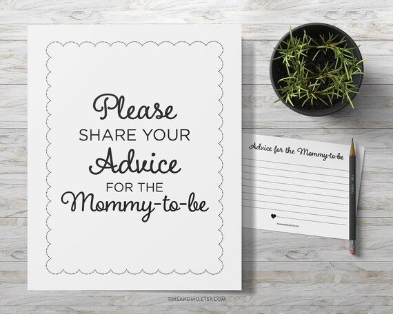 Advice for the Mommy-to-be Card Advice for Mom-to-be Sign | Etsy