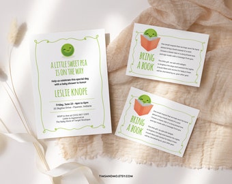 Sweet Pea Baby Shower Invitation Bundle: Gender Neutral Editable Template (Corjl) | BB005