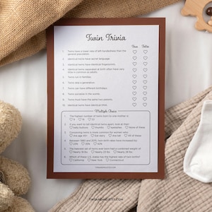 Twin Trivia Game, Twin Baby Shower Trivia, Baby True or False Game, Printable Baby Shower Game Download, Minimalist Baby Shower Game |BBY023