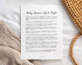 Left or Right, Pass the Prize, Instant Download - Minimalist Baby Shower Game BBY023