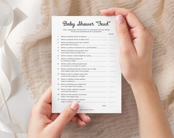 Baby Shower Family Feud, Instant Download - Minimalist Baby Shower Game BBY023