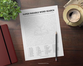 Parables of Jesus Word Search, Instant Download - Printable Bible Study Game BG1